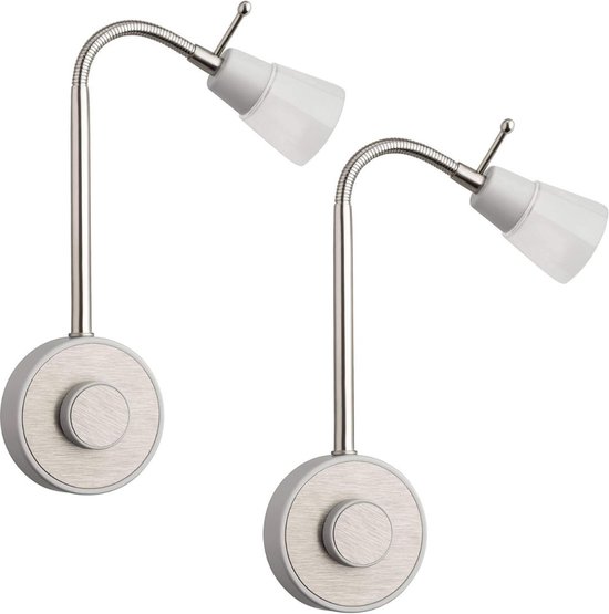 DailySupplies Bedlampjes Hoofdbord - Leeslampjes - Bedlamp Slaapkamer Volwassenen - 2 Stuks - Zilver van DailySupplies