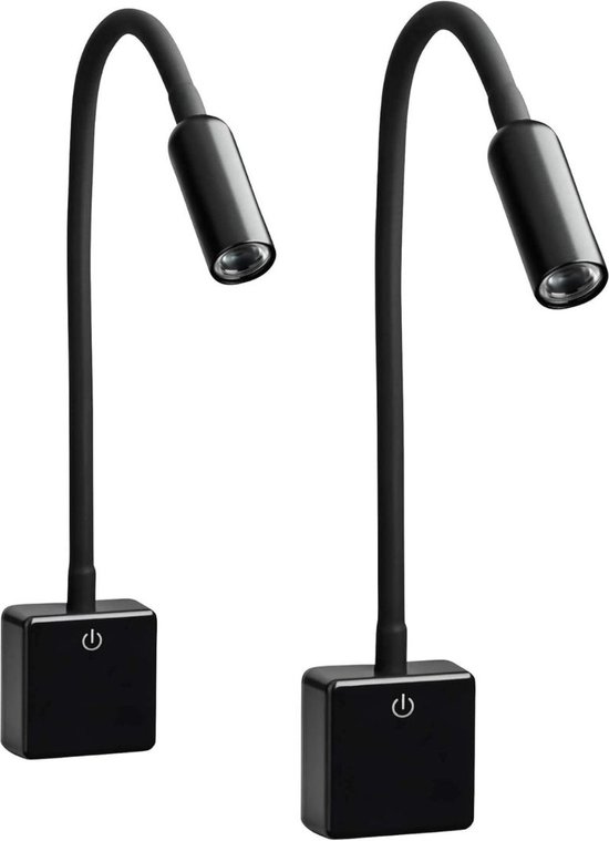 DailySupplies Bedlampjes Hoofdbord - Leeslampjes - Bedlamp Slaapkamer Volwassenen - 2 Stuks - Zwart van DailySupplies