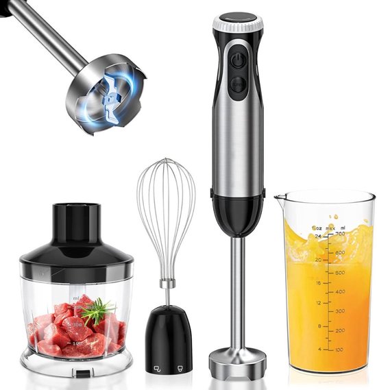DailySupplies® Staafmixer Set - Hakmolen - Groentesnijder - Soepmaker - Zwart en Zilver van DailySupplies®