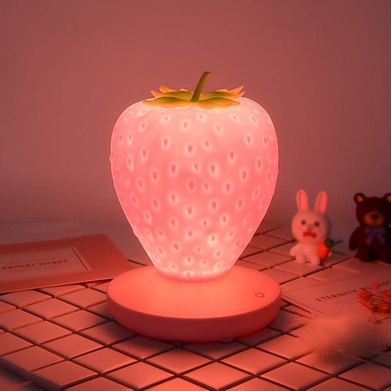 Daity 1 Pack - LED-nachtlampje, aardbeilicht siliconen multi-color dimbare lamp, USB oplaadbare lamp, 3 standen met schakelaar, geschikt voor verjaardagen, Kerstmis van Daity