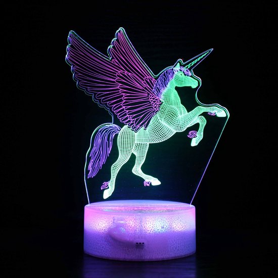 Daity 1 Pack - LED-nachtlampje in de vorm van een paard, 3D-illusielamp, met afstandsbediening, timer, verandert van kleur, dimbaar, kinderkamerlamp, geschikt voor jongens en meisjes, verjaardags- en kerstcadeau. van Merkloos
