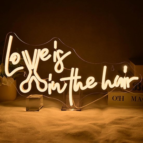 Daity 1 Pack - LED-neonlamp, decoratie voor kapsalon, neonlamp "Love in the Hair", dimbaar, geschikt voor schoonheidssalons, feesten, wanddecoratie voor salons, slogan in de vorm van een hart. van Merkloos