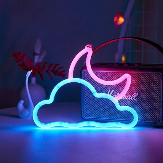 Daity 1 Pack - LED-neonlamp, decoratieve neonlamp, nachtlamp, neonlamp op batterijen/USB, wandlamp voor de slaapkamer, nachtlampje voor kinderen van Merkloos