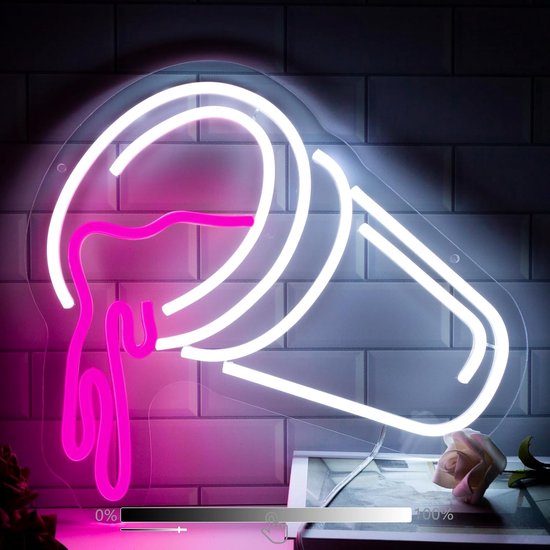 Daity 1 Pack - LED-neonlamp, geschikt voor wanddecoratie, dimbaar roze neon-LED-bord, geschikt voor bars, herenlounges, neonreclames, geschikt voor slaapkamer- en bardecoratie, mooi en elegant, neoncadeau voor een verjaardag. van Merkloos