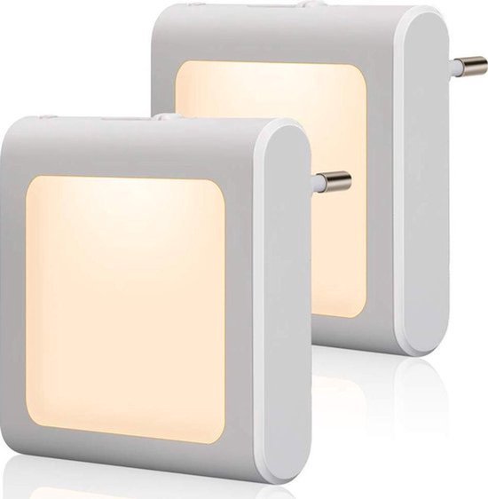 Daity 2 x LED-nachtlampjes met stekker, nachtlampjes met dag-/nachtsensor, LED-lampjes met stekker, nachtlampjes - warm licht voor woonkamer, kamer van Daity