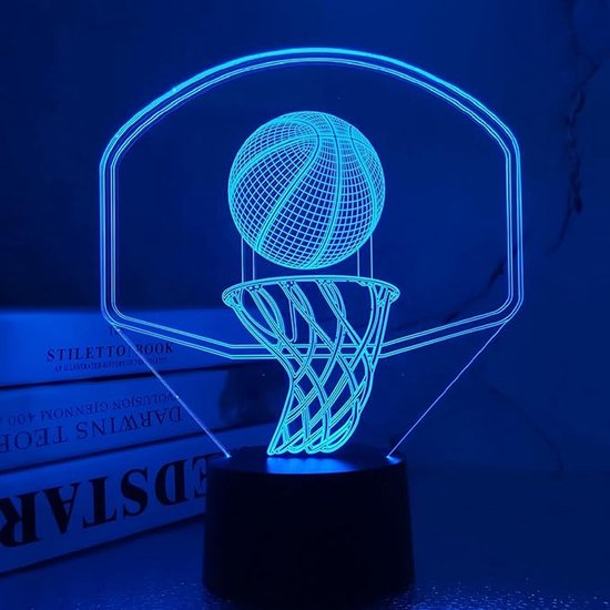 Daity 3D Basketbal Nachtlampje Backboard Illusie Hoop Licht voor Kinderkamer Thuis Kerstmis Verjaardagscadeau voor Jongens Mannen Vrienden met 16 Kleurveranderende Afstandsbediening van Merkloos