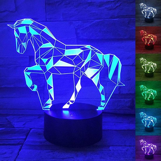 Daity 3D-paard decoratief licht cadeau met afstandsbediening, 7 kleuren veranderend nachtlampje verjaardagsspeelgoed voor kinderen, meisjes, jongens, paardenliefhebbers van Daity