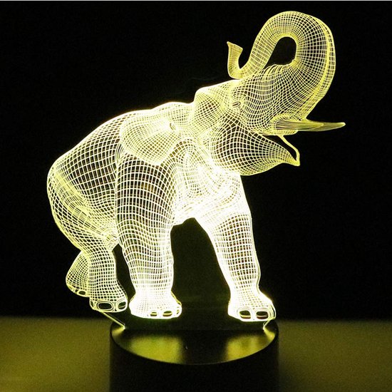 Daity 7 Kleurveranderende nachtlamp 3D-sfeerlamp 3D visuele illusie LED-lamp Geschikt voor kinderspeelgoed Kerstmis verjaardagscadeau (olifant) van Merkloos