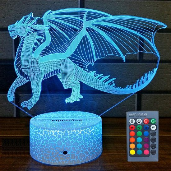 Daity Draakvormig cadeau, drakenlantaarn met 16 kleuren die veranderen en dimbaar zijn, kindernachtlampje met touch- en afstandsbediening, draakvormige speelgoedlamp, kan worden gebruikt als verjaardagscadeau van Merkloos