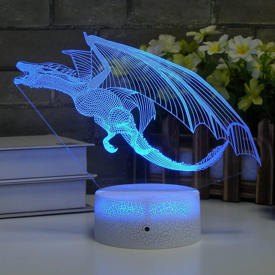 Daity Draakvormige LED-verlichting voor kinderen nachtlampje, 16 kleuren met afstandsbediening, drakenspeelgoed, geschikt als verjaardagscadeau voor kinderen, kerstcadeau voor jongens en meisjes van Merkloos
