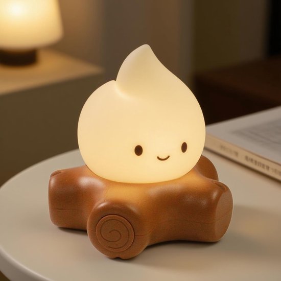 Daity Schattig nep-kampvuurlampje met witte ruis - 5 rustgevende geluiden en flikkerend vlamlicht - oplaadbaar - draagbaar nachtlampje om te slapen - te ontspannen - als kampeerdecoratie en als cadeau (versie met witte ruis) van Daity
