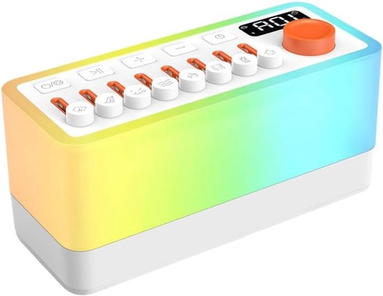 De witte Geluidsmachine van de Lawaaisslaap met 8, Draagbare Bluetooth-Spreker, 12 Kleuren Nachtlichten