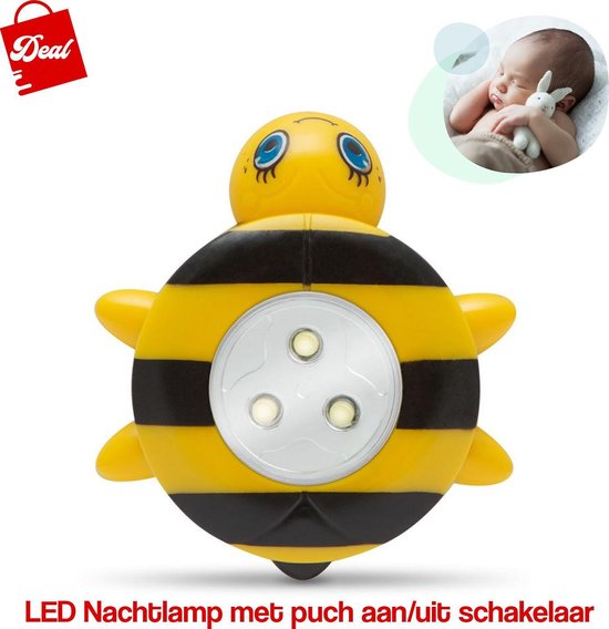 Deal LED Nachtlamp Met Push Aan & Uit Schakelaar - Bijtje van Merkloos