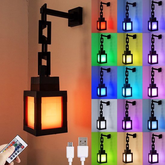 Decoratief - Pixel Mood Light met afstandsbediening - 16 kleurveranderende LED-nachtlampje - Oplaadbare tafellamp voor de slaapkamer - Magische sfeer voor kinderkamers en woonkamers van Aimosen