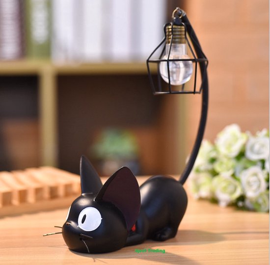 Decoratief zwarte kat lampje van Kikkerland