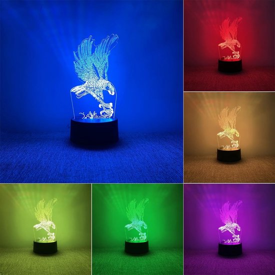 Decoratieve 3D Eagle Lamp met 7 Kleuren voor Kinderen en Tieners