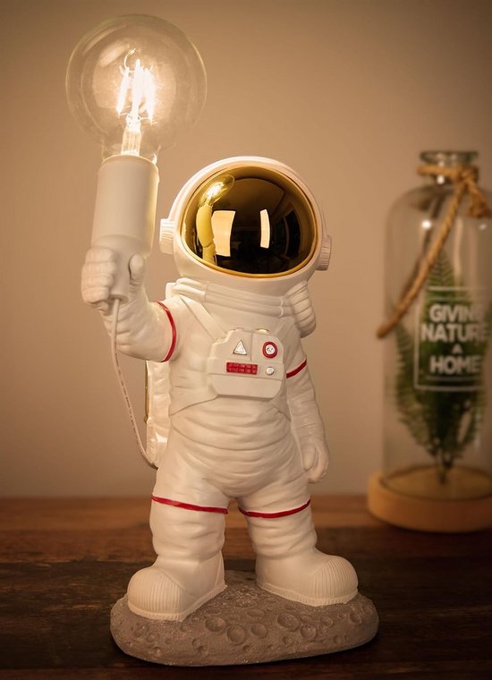 Decoratieve Astronaut Tafellamp met USB-C Aansluiting - Ruimtevaart Nachtlamp
