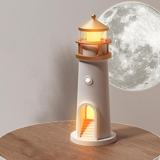 Decoratieve Vuurtoren met Automatische Bewegingssensor en Maanprojectie Nachtlamp van Merkloos