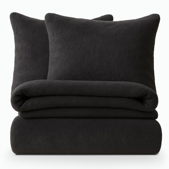 Decoware® Teddy Fleece Dekbedovertrek - Antraciet - Lits-jumeaux XL - 260x220 cm + 2 Kussenslopen 60x70 cm - Dubbelzijdig - Heerlijk Warm van Decoware