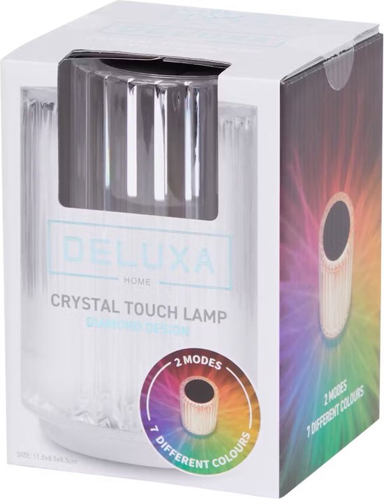 Deluxa crystal lamp - nachtlamp - touchlamp - tafellamp - 2 modes - 7 kleuren - Touch Lamp Projector - Led sfeerverlichting - Kamer Licht - Decor - Kerst - Kamer - Decoratie - Kristal - Romantisch van Deluxa