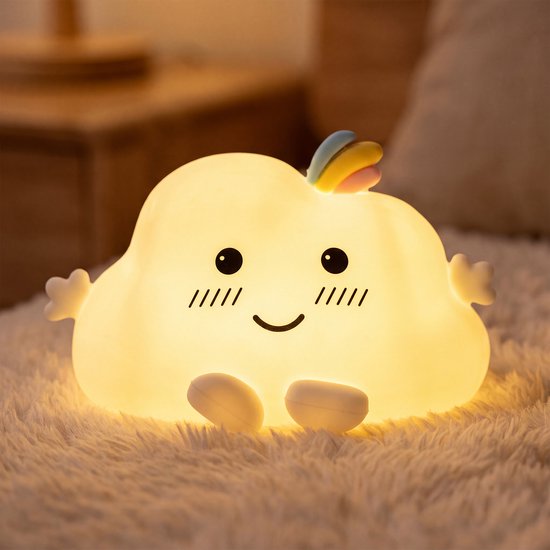 Deryan Wolken Nachtlamp Baby - Kinderlamp Oplaadbaar - Dimbare Bedlamp