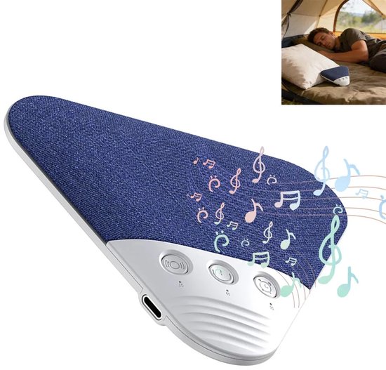 Deze Bluetooth-kussenspeaker is ontworpen voor gebruik tijdens het slapen. Je kunt hem onder je kussen plaatsen en hij produceert rustgevende witte ruis en hoogwaardige geluidseffecten - blauw. van Merkloos