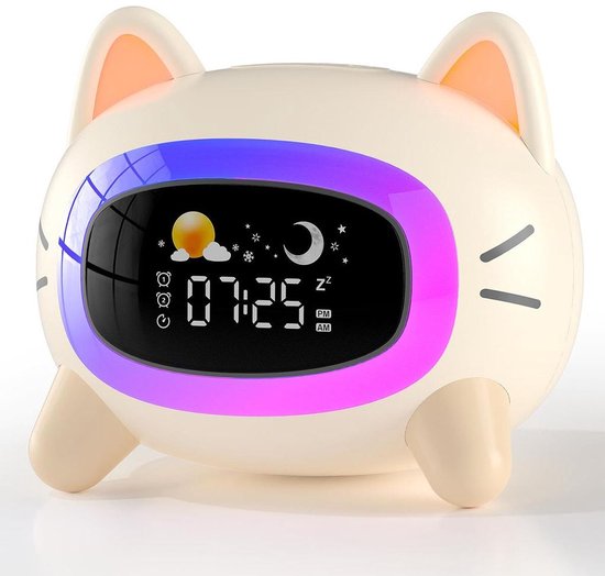 Deze kinderwekker heeft een timerfunctie met drie standen, een nachtlampje, zeven opties voor witte ruis en vijf verschillende gekleurde nachtlampjes. Hij kan zelfstandig gebruikt worden tot en met twee jaar.