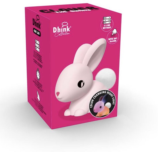 Dhink Collection - Nachtlampje Bunny - Zachte Silicone - werkt op batterijen van Dhink