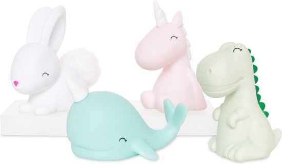 Dhink Kinder Badspeeltjes Speelset van 4 Kleine Karakters een Eenhoorn, Konijn, Dinosaurus en Walvis van Dhink