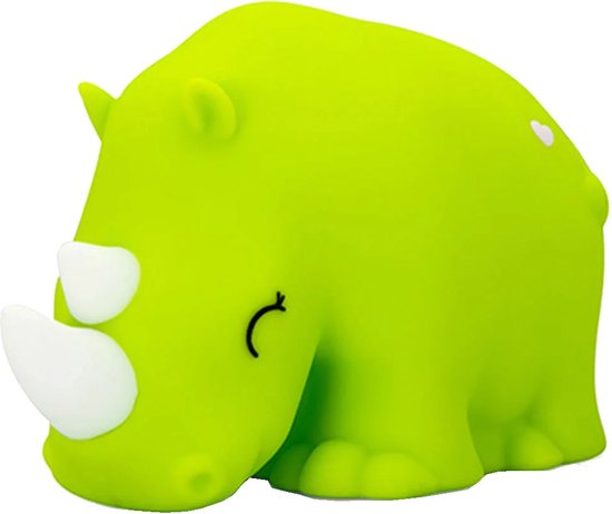 Dhink - Nachtlampje Rhino Neushoorn - in zacht knuffel-siliconen materiaal van Dhink