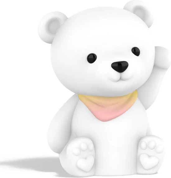 Dhink - Nachtlampje Teddybeer Toto - oplaadbaar - in zacht knuffel-siliconen materiaal van Dhink