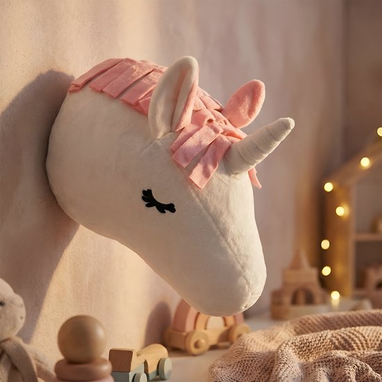 Dierenkop decoratie Pluche Eenhoorn - Muurdecoratie Wanddecoratie - Kinderkamer en Babykamer - Jongen Meisje