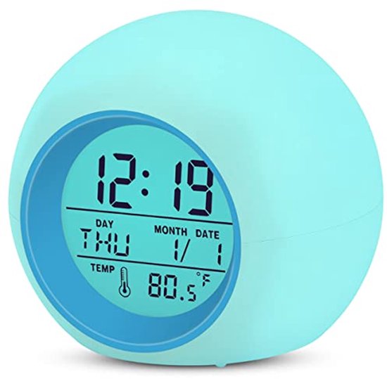 Digitale Kinderenwekker met 7 Kleuren Nachtlampje - Snooze Functie voor Bedside Tafel, Desk en Cadeau van Kalafoto