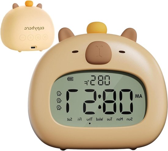 Digitale Kinderklok - Aanpasbare Wekker - Kinderen Leren Klokkijken - Zacht Nachtlampje - 12 cm Breed - Standaard