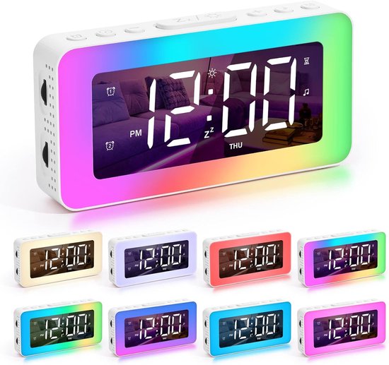 Digitale Kinderwekker met Licht en Dubbel Alarm - 8 Slaapgeluiden, Slaaptimer en USB-oplader van Balippe.