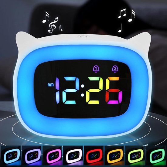 Digitale Kinderwekker met Licht en Snooze-Functie voor Kinderen – Schattige Vorm met 18 Melodieën