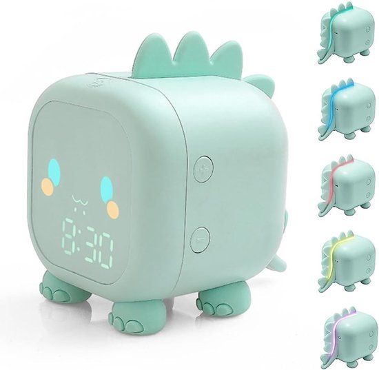 Digitale Kinderwekker met Nachtlampje, Timer en Snooze - Groene Dinosaurus Klok