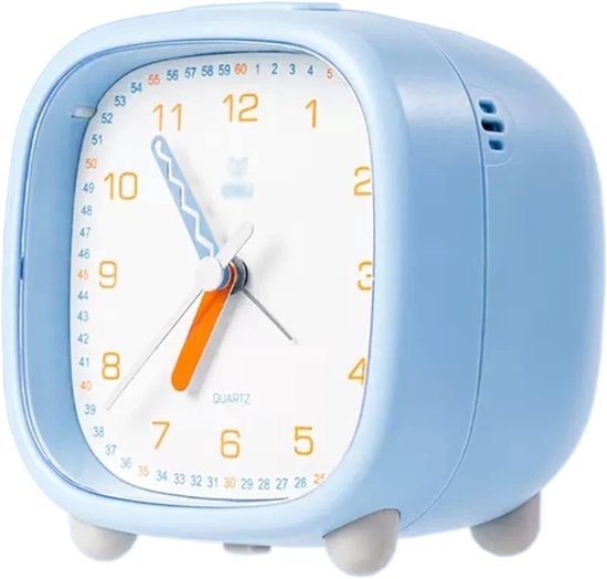 Digitale kinderwekker - Nachtkastklok lampje - Rustig slapen - Afneembare opbergruimte - 90x80x95mm - Blauw