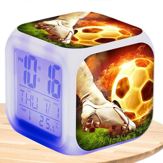 Digitale Kinderwekker - Nachtlamp Klok - Wakker Worden - Meerdere Kleuren Licht - 8x8x8cm - Meerkleurig