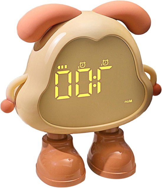 Digitale Kinderwekker - Slaaptrainer Kind - Tijd Leren - Schattig Puppy Ontwerp - 12.5 cm - Geel
