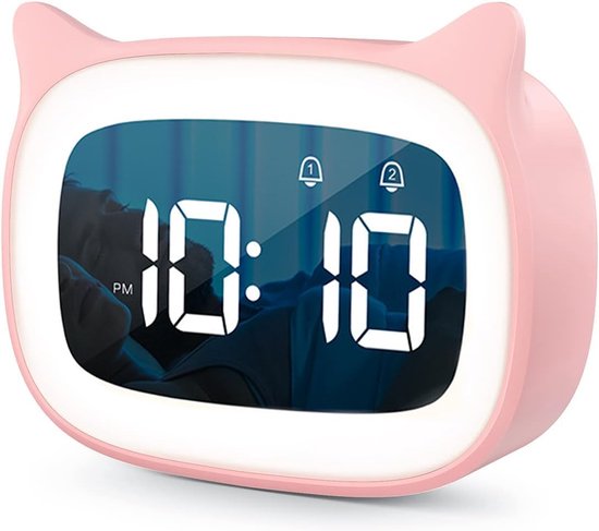 Digitale Kinderwekker - Sluimerwekker Nachtlampje - Kinderkamer Decoratie - 18 Muziek Melodieën - 42 x 381 x 95 cm - Roze