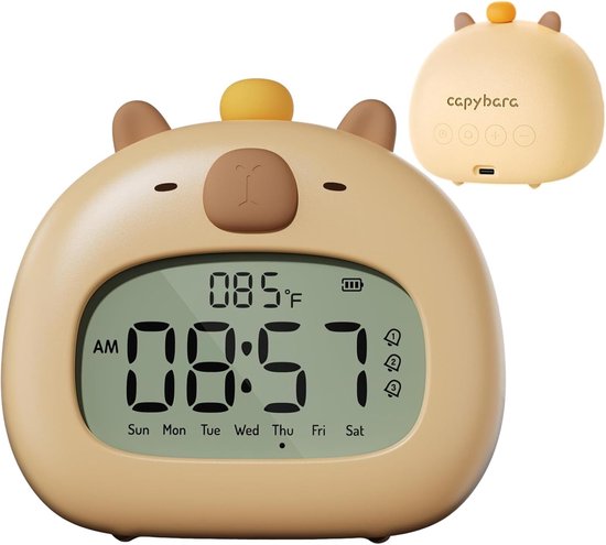 Digitale Klok - Nachtlamp Wekker - Kinderkamer Decoratie - Verstelbaar Nachtlicht - Niet gespecificeerd - Capybara