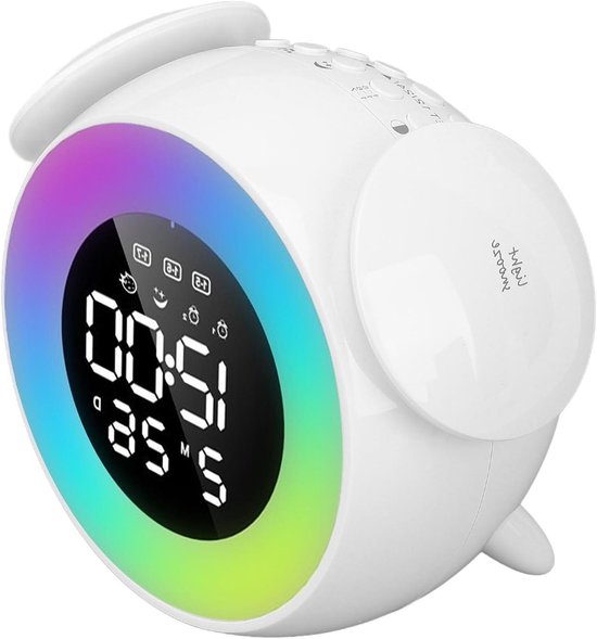 Digitale Muziekwekker - Wake-up Light - Natuurlijk Wakker Worden - Gekleurde Lichteffecten - 17 x 16 x 9 cm - Regenboog