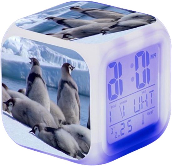 Digitale Pinguïn Wekker - Nachtlampje Kinderen - Kinderen Leren Klokkijken - Zeven Kleuren Veranderend Licht - 8x8x8cm - Stijl 31