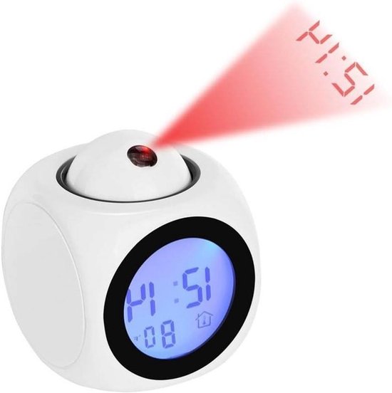 Digitale Projectiewekker - Wandklok Projector - Tijd Tonen - Spraakaankondiging - N.v.t. - Wit