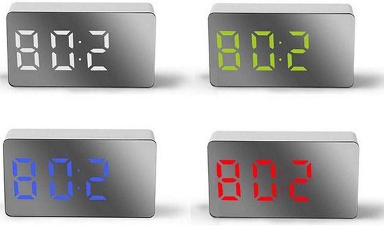 Digitale Spiegelwekker - LED Klok - Rustige Slaapkamer - Automatische Dimfunctie - N.v.t. - Blauw