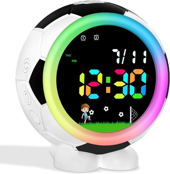 Digitale voetbalwekker voor kinderen met nachtlampje en dubbel alarm van Merkloos