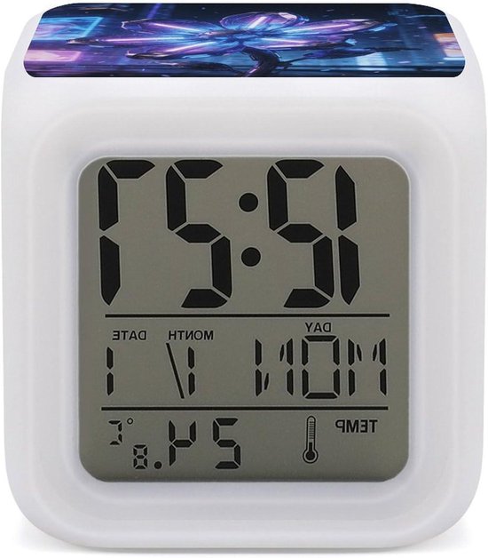 Digitale Wekker - Bureau Klok - Wakker Worden - 7 Kleuren Licht - 31 x 31 Inch - Wit