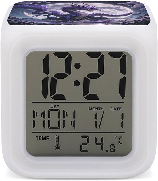 Digitale Wekker - Bureauklok Nachtlampje - Slaap Training - 7 Kleur Veranderend - 31 x 31 x 31 inch - Paars