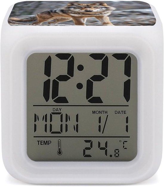 Digitale Wekker - Bureauklok Nachtlampje - Wakker Worden - 7 Kleuren Licht - 9 cm - Stijl